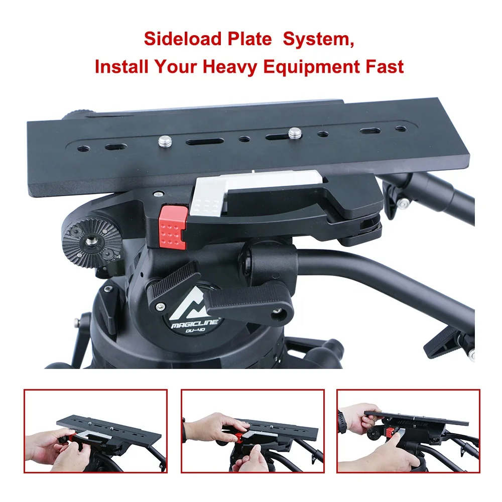 MagicLine Photographic Equipment Broadcast Heavy Duty Video Camera Tripod System With 150mm Bowl Cine 30 Fluid Head Kit