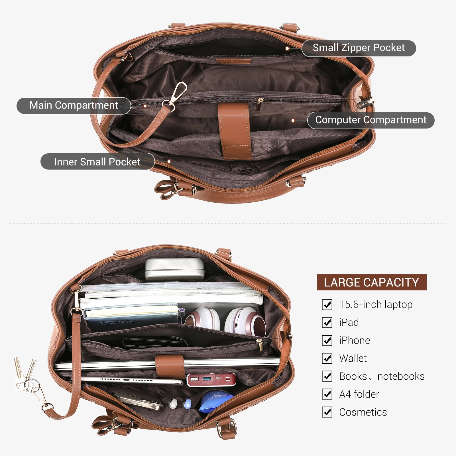 LOVEVOOK Borsa per computer portatile da donna, 15,6 pollici, in