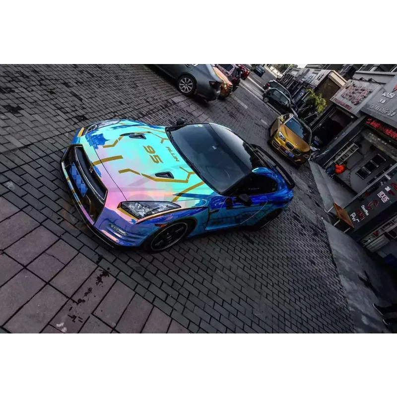 Vinyl PET PPF Color Changing Chameleon Chrome Blue Adhesive Lamination Film Roll Auto Foil Car Body Wrap Folie Pegatinas Coating