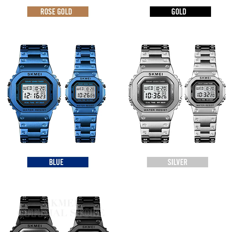 SKMEI  1456 1433 Fashion Digital Watch Men Women Couple Wristwatches 2Time Chrono Watches Waterproof horloges vrouwen mannen