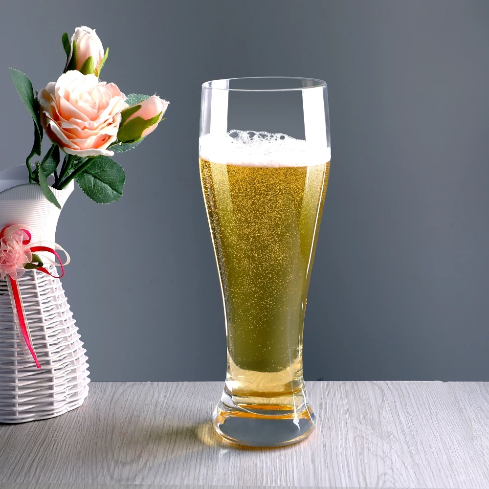 Custom Logo Durable Crystal Clear Heavy Base Bar Craft Large Capacity Pilsner Weizen Tulip Pub Wheat Beer Drinking Glass