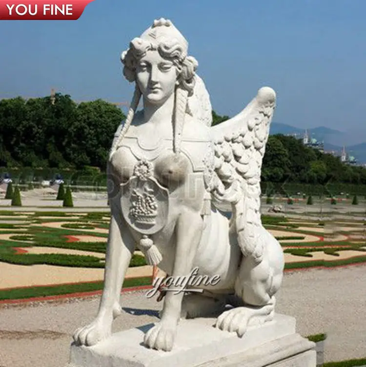 Marble Egyptian Sphinx Statue for Home Decoration Outdoor Ancient Greek White Natural Marble Customized Size