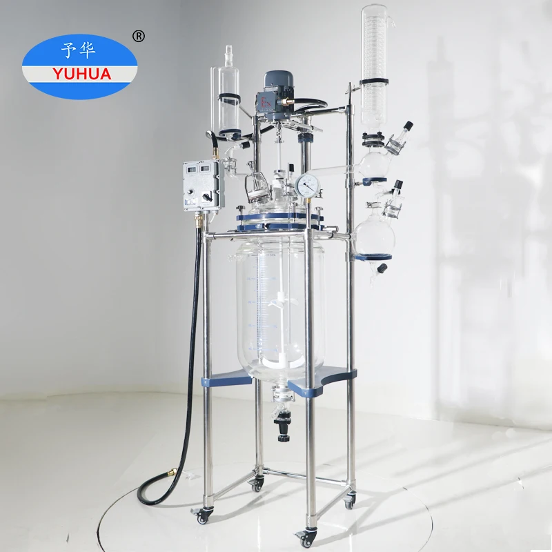 Юхуа промышленный химикат 5 литров покрытый кожухом стеклянный реактор 50 л лабораторная