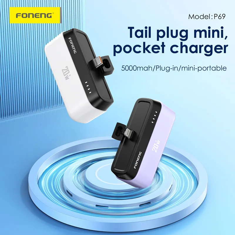 FONENG P69 5000mAh Power Station with Type C Connector Portable Mini 20W Power Bank