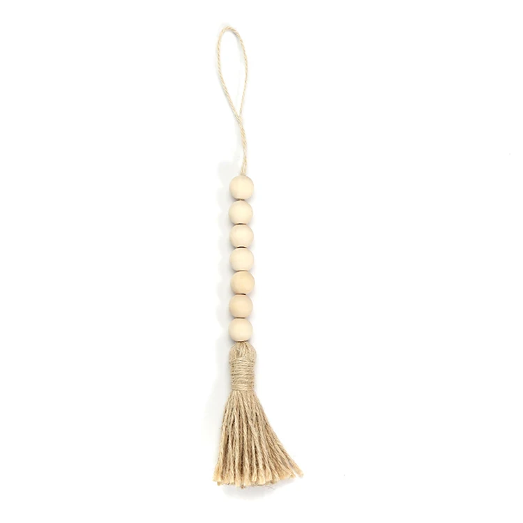 80 Cm Wood Beads Garland With Tassels Farmhouse Rustic Natural Wooden Bead  String Wall Hanging - Buy 80 Cm Wood Beads Garland With Tassels,Wooden Bead  String Wall Hanging,Farmhouse Rustic Natural Wooden Bead