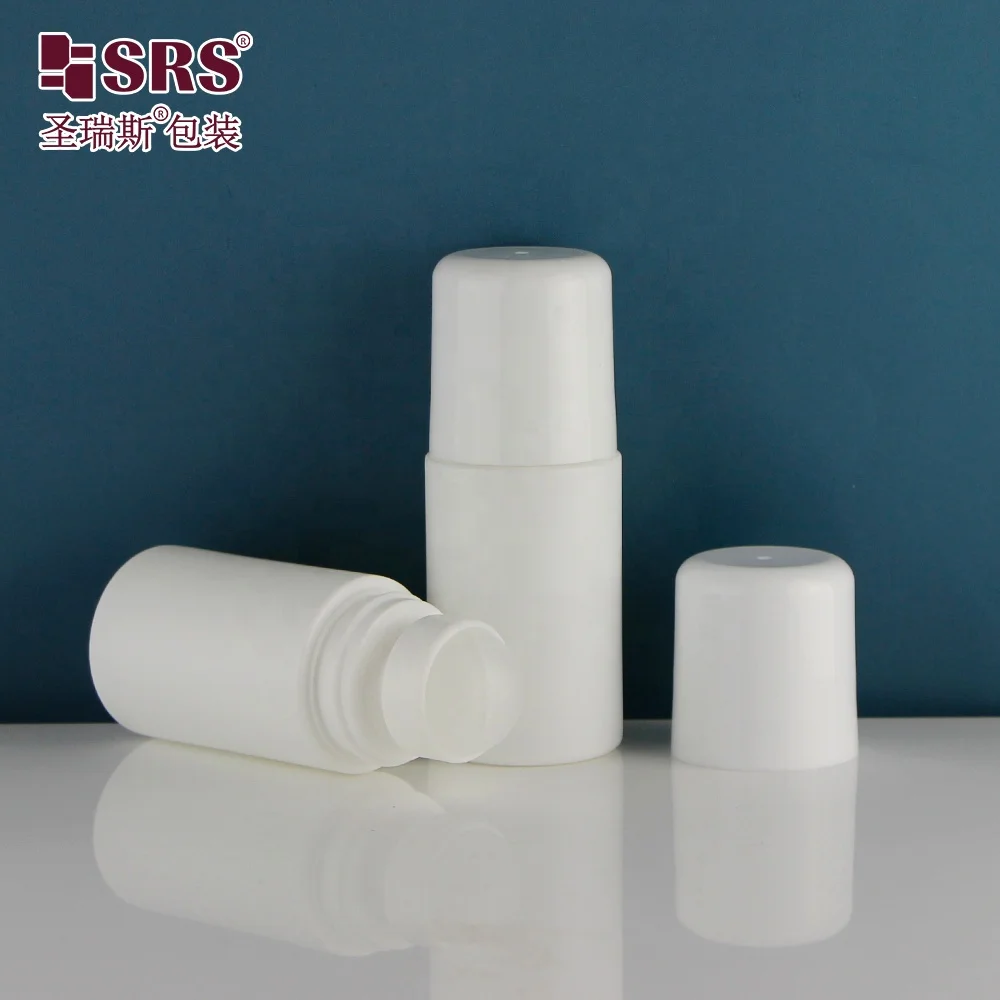 White Color PCR Empty Packaging 60ml Roll on Bottle With Three Kinds of Cap