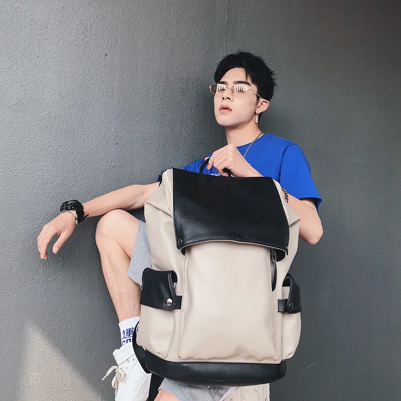 New Tiding Waterproof Soft Running Intelligent Backpack Vintage Leather for Men