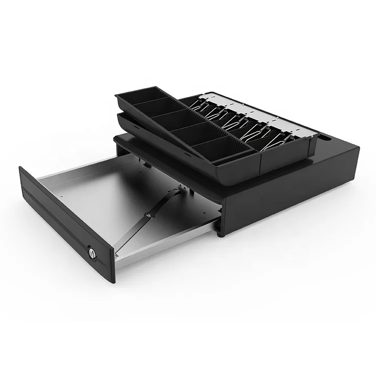 POS System 5 Bill 5 Coin Metal Cash Register Cash Drawer With Hidden Cable Slot