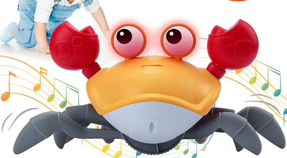 Music Crab Interactive Toy,Usb Rechargeable Dancing Electronic Pet Crab Crawling Toy For Kids