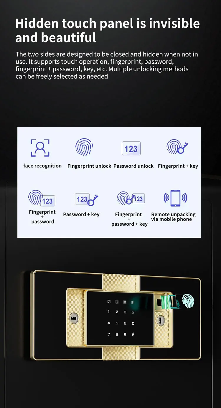 CEQSAFE Metal Smart Hidden Wifi Automatic Door Luxury Safe Box Fingerprint Digital Security Box manufacture