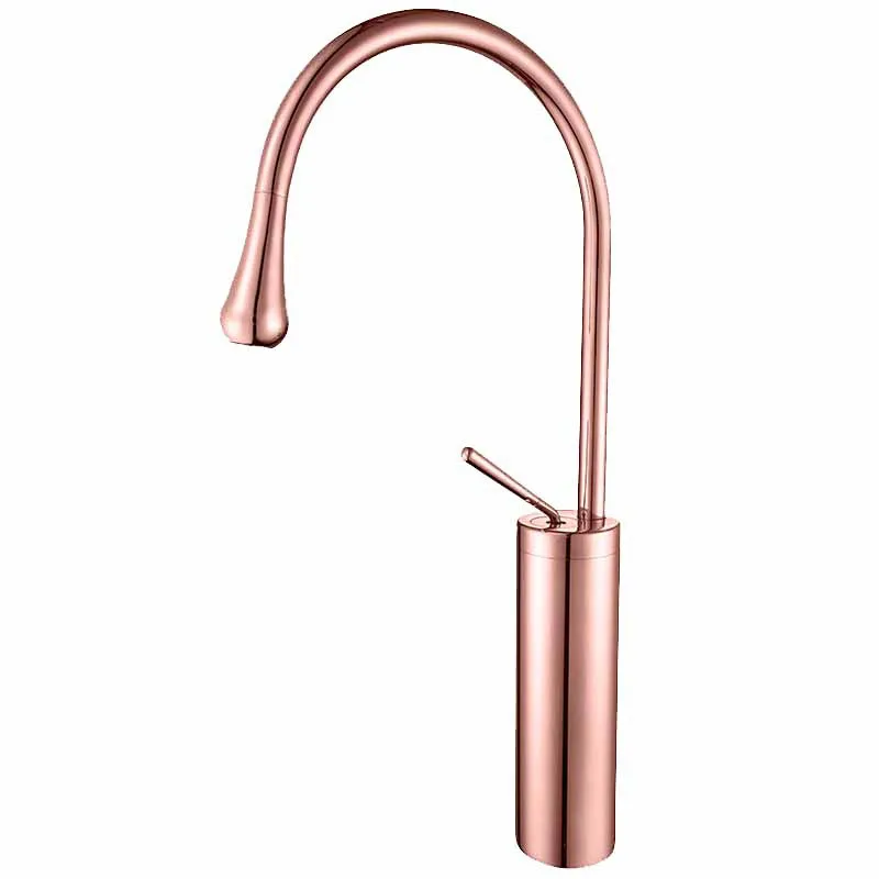 Modern Rose Gold Single Hole Single Handle  Ceramic Valve Core Unlacquered Brass Basin Faucet Lavatory Hot and Cold Mixer Taps