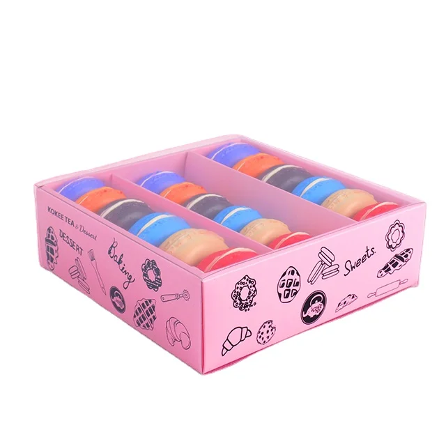 Free Sample Custom Printing Pink Macaron Packaging Paper Box With PVC Window supplier