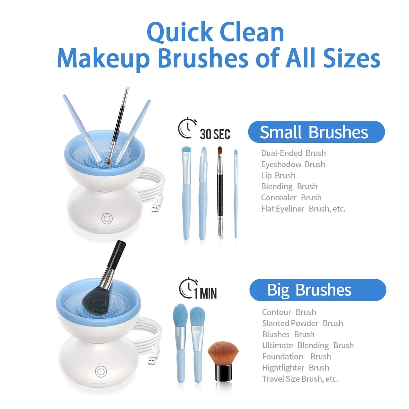 Usb Makeup Brush Cleaning Tool Single Silicon Collar Electric Automatic And  Rotating Dryer Machine Cosmetic Brush Cleaner Oem - Buy Electric Makeup