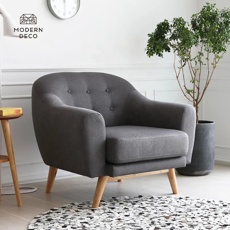 Sofa stolica 1 sedež dvorana Wabi-sabi drevesna in strojna siva šeferka