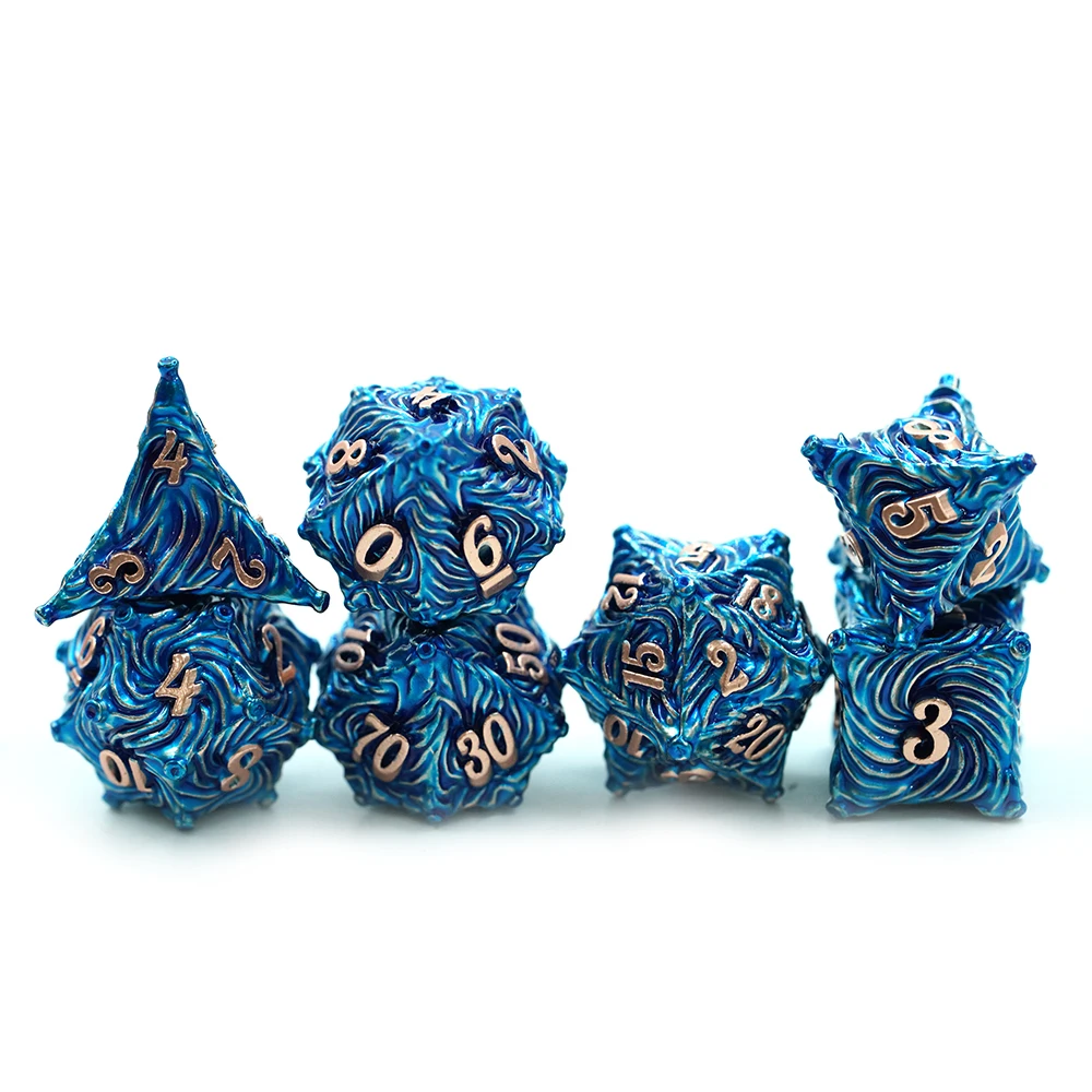 Fabrika Toptan 7'lik Polihedral Çinko Alaşım Dungeons and Dragons Zar Setleri DND Oyunları için
