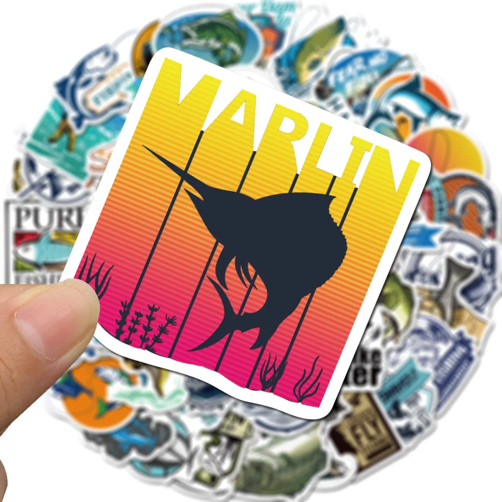 50pcs Outdoor Fishing Graffiti Stickers Decorative Label For Luggage ...