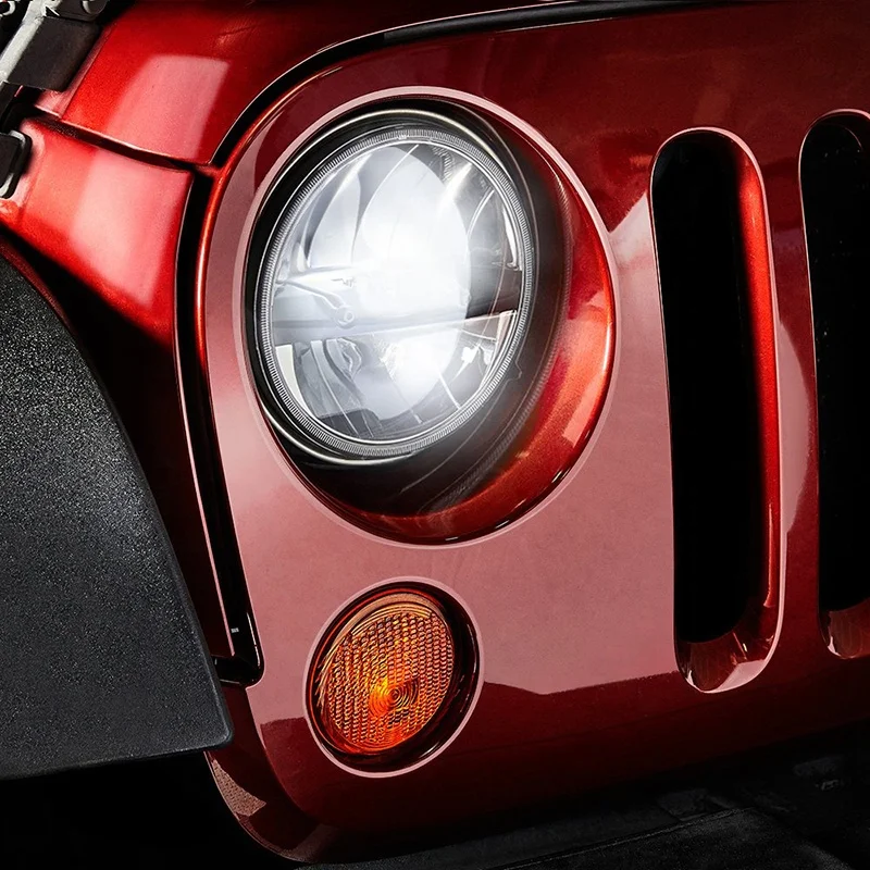Phare LED 7 pouces Rouge avec projecteur pour Jeep Wrangler