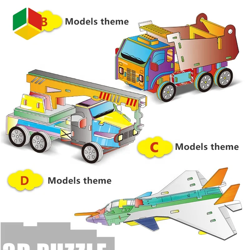 QS Factory Doodles 3D DIY Assembly Drawing Castle Splicing Coloring Cardboard Paper Puzzle Writing Practice Card Toys for Sale