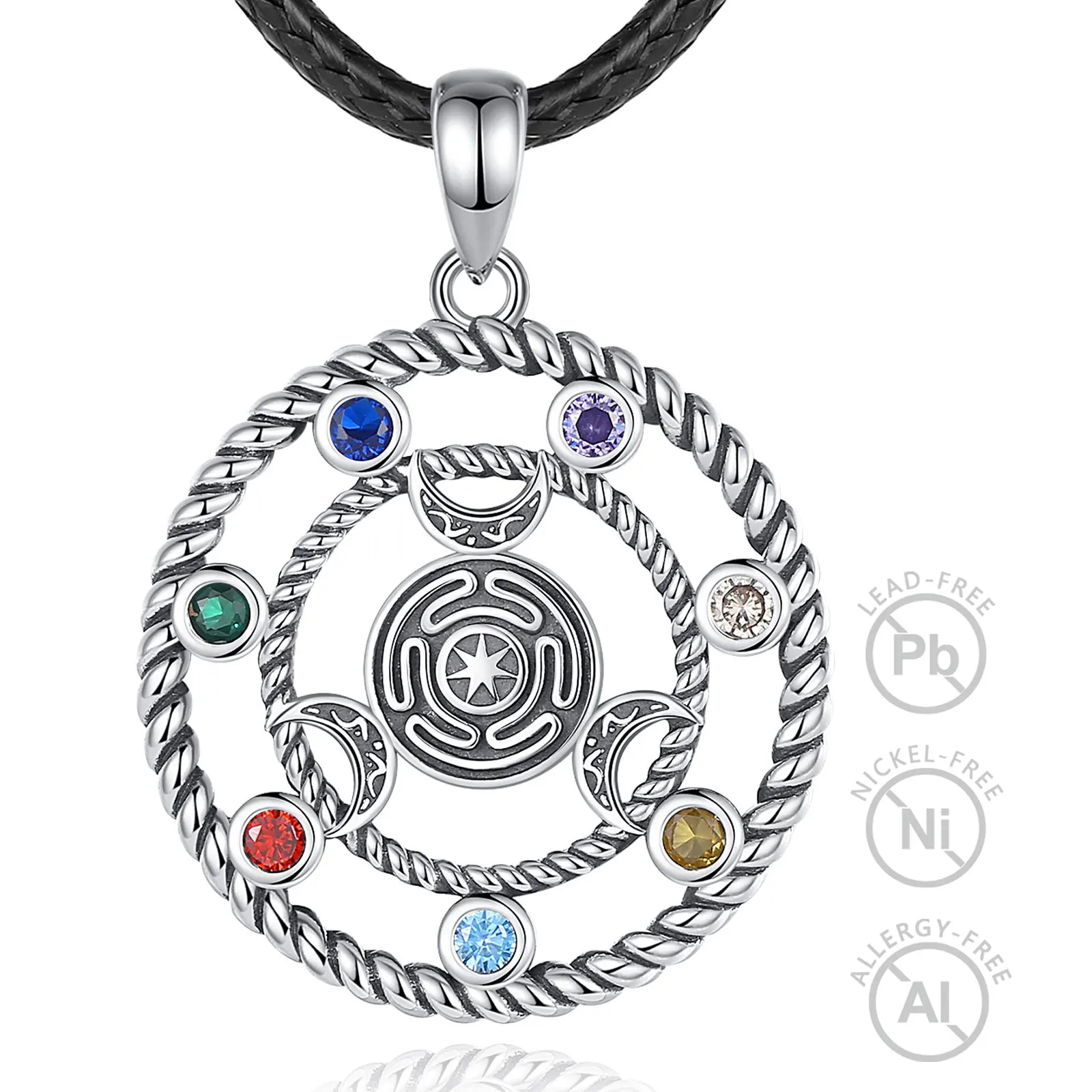 Moonlight Mysteries Sterling Silver Wiccan Prayer Pendant - Charge Of The Goddess & God, Double Sided - View #10