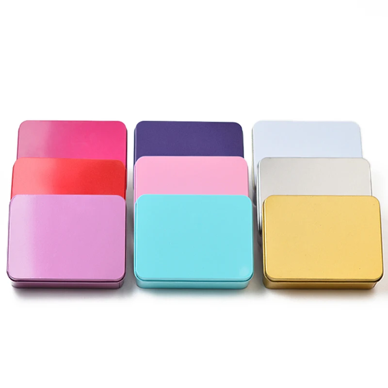 High Quality Rectangular Shape Tin Container Packaging Storage Metal Tins Box With Different Mix Color