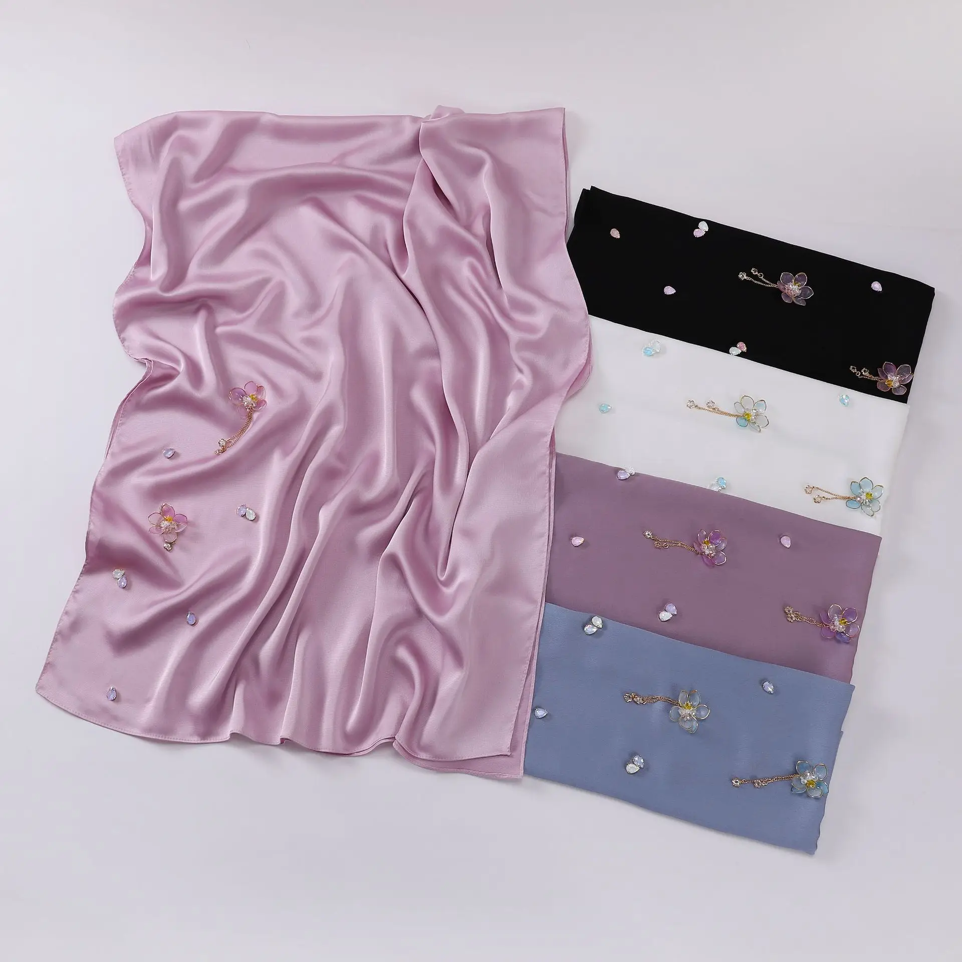 Muslim Malaysian Women Diamond Bubble Chiffon Scarves Hijabs Plain