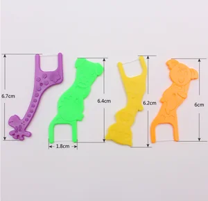 Daily Care CE FDA Approved Easy Grip Fun Animal Shape Handle Kid Interdental Floss Bar Soft Floss Pick for Children 20picks