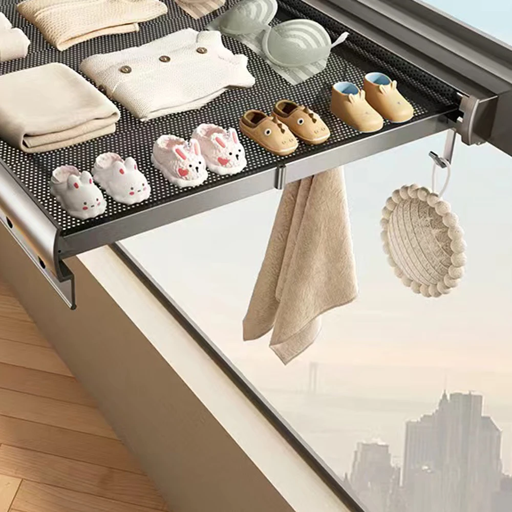 Foldable Clothes and Hat Rack Space-saving Solution Clothes Drying Rack Foldable with Hooks for Bathroom and Balcony
