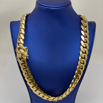 Customized Italian 10kt 14k Gold Chains Real Yellow Gold Miami Cuban 