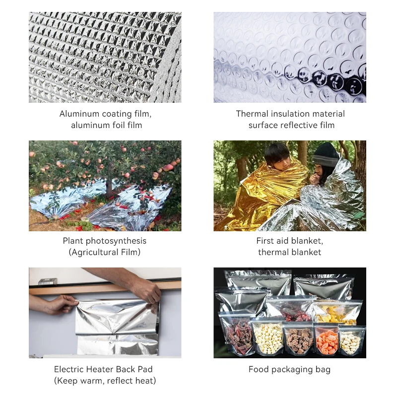 Customized Metallized Polyester Film/ Aluminum Foil Coated Plastic PE PP PET As Reflective Insulation Multilayer Film