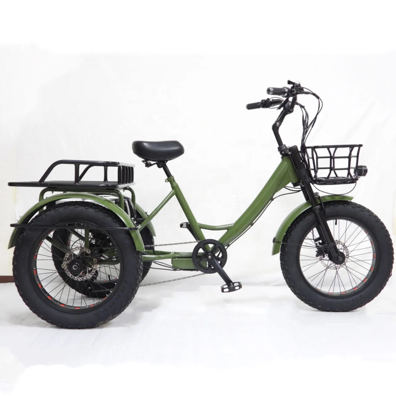 Touring and Renting 20 Inch Removable Lithium Battery Powered Adult Electric Cargo Tricycle 500w 48V  Fat Tire Wheels Rickshaw