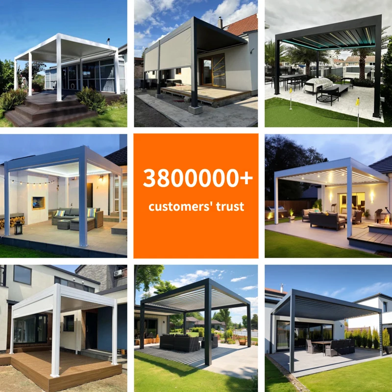 Remote Control Motorised Outdoor Aluminium Louvered Roof Pergola Bioclimatique Garden Arches Arbours Pergolas