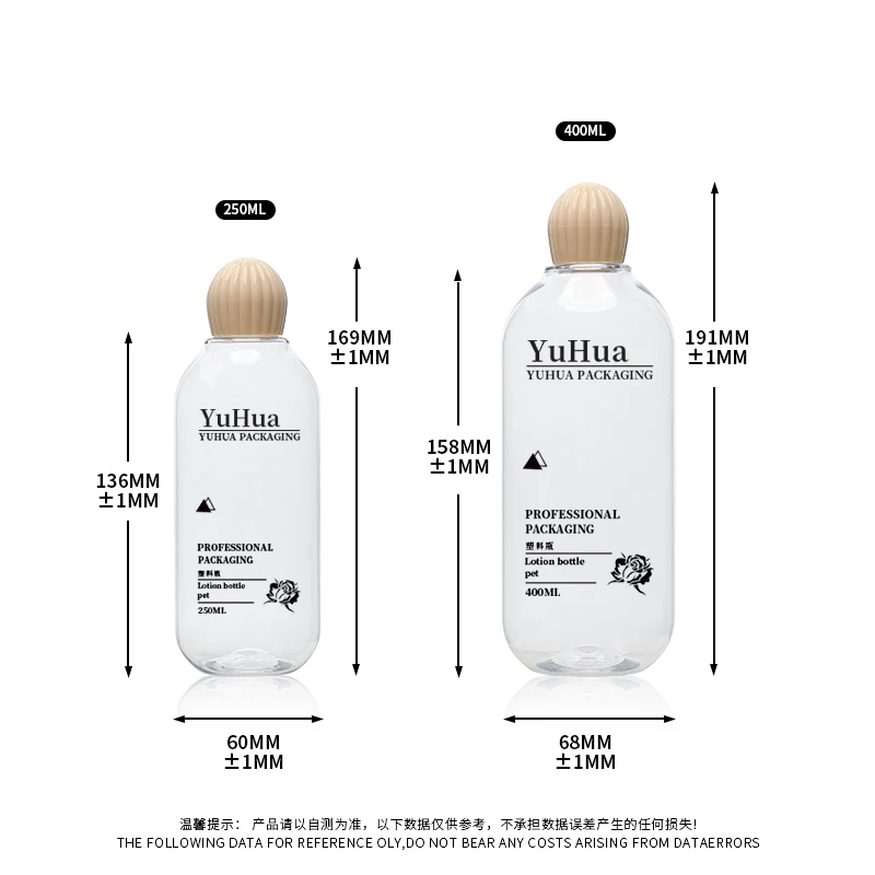 Recyclable 250ml/400ml Plastic Lotion Pump Bottle with Screw Top Cap for Skincare Serum Toner and Shampoo