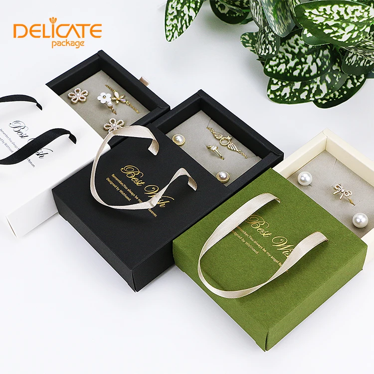 Eco Friendly custom LOGO sliding drawer earring packaging boxes - Earring  boxes