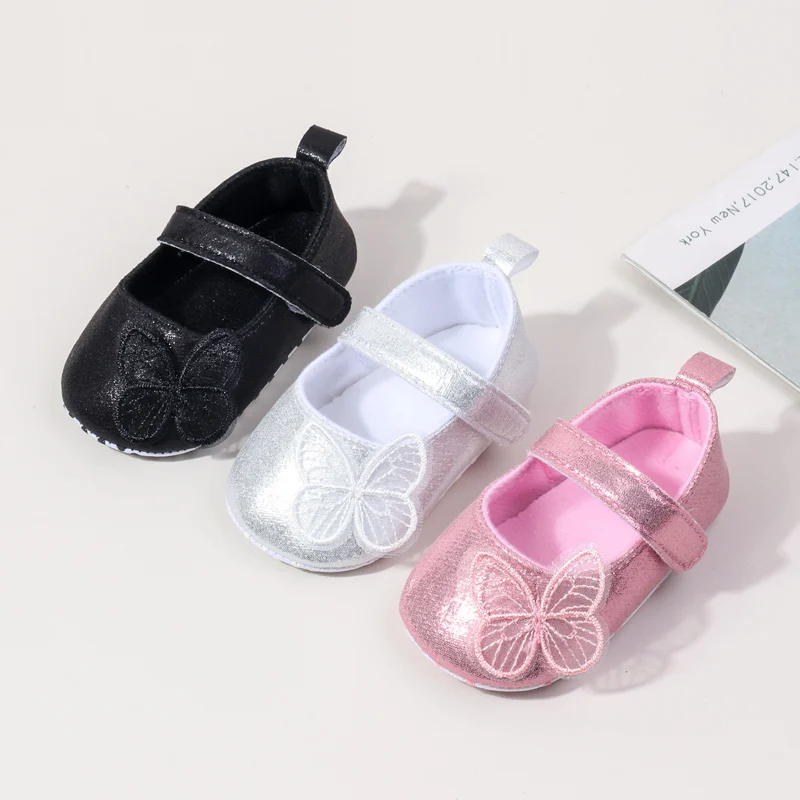 Soft Butterfly Embellished Newborn Baby Taid Shoes-Lightweight Breathable Anti-Slip for Summer Spring Autumn