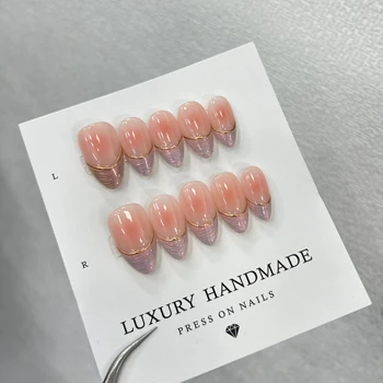 Wholesale  Hand Painted Gel Press on Nails Beautiful Luxury Customized Design Handmade Press on Nails