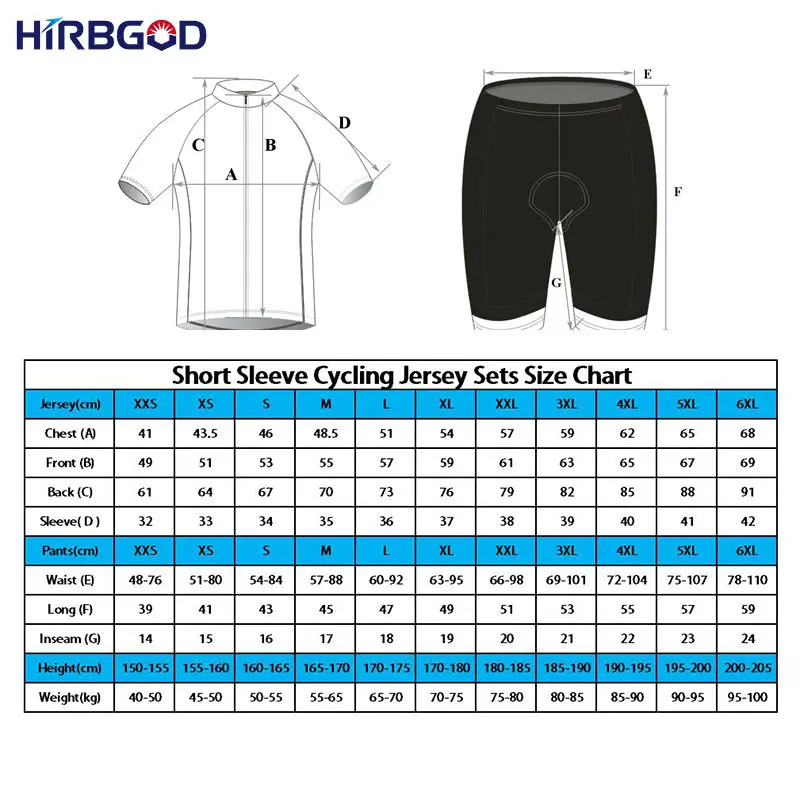 Hirbgod Mens Cycling Jersey Set Solid Color Road Cycling Shirts Padded ...