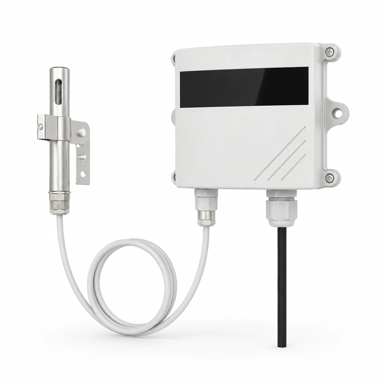 Digital Industrial Thermo-Hygrometer Transmitter 304SS Probe Flange Thread Mount Temperature Humidity Sensor TH800