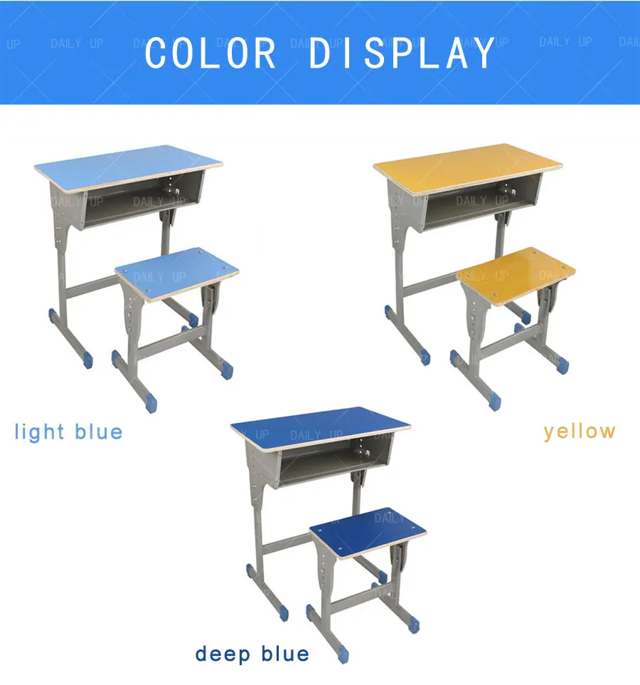 Adjustable Student Desk And Chair Set School Classroom Writing Table With Large Drawer Backless Chair For Reading Room Tutoring