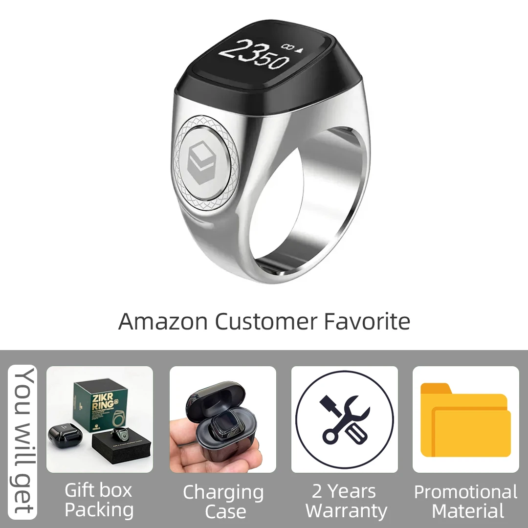 Bague Intelligente Musulmane Zikr1 Lite - Tasbih, Rappel De Prière, Écran OLED, Étanche - Pour Hommes Et Femmes