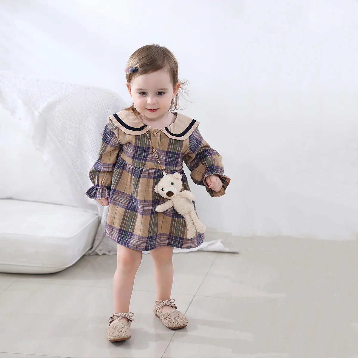 Pink Spliced Collar Baby Dress For Baby Girls Long Sleeve Suspender With  Long Sleeves Suitable For 6 3 Year Olds From Fengxiziwu, $14.41 | DHgate.Com
