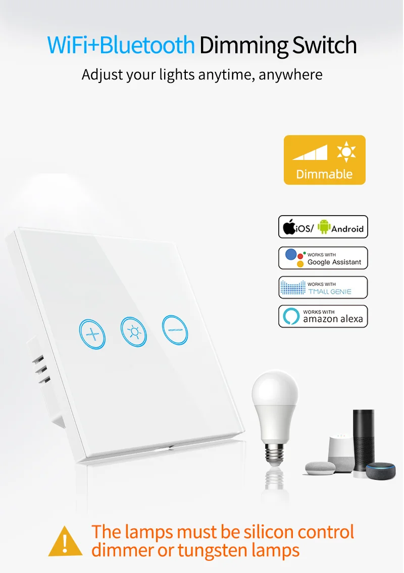 Gtech Plus Led Dimmer Wall Switch Wifi Tuya Touch Sensor Smart Home