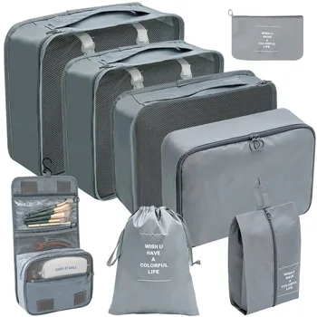 Factory Wholesale  8pcs Set Travel Packing Bag  Luggage Organizers Customized Packing Cubes