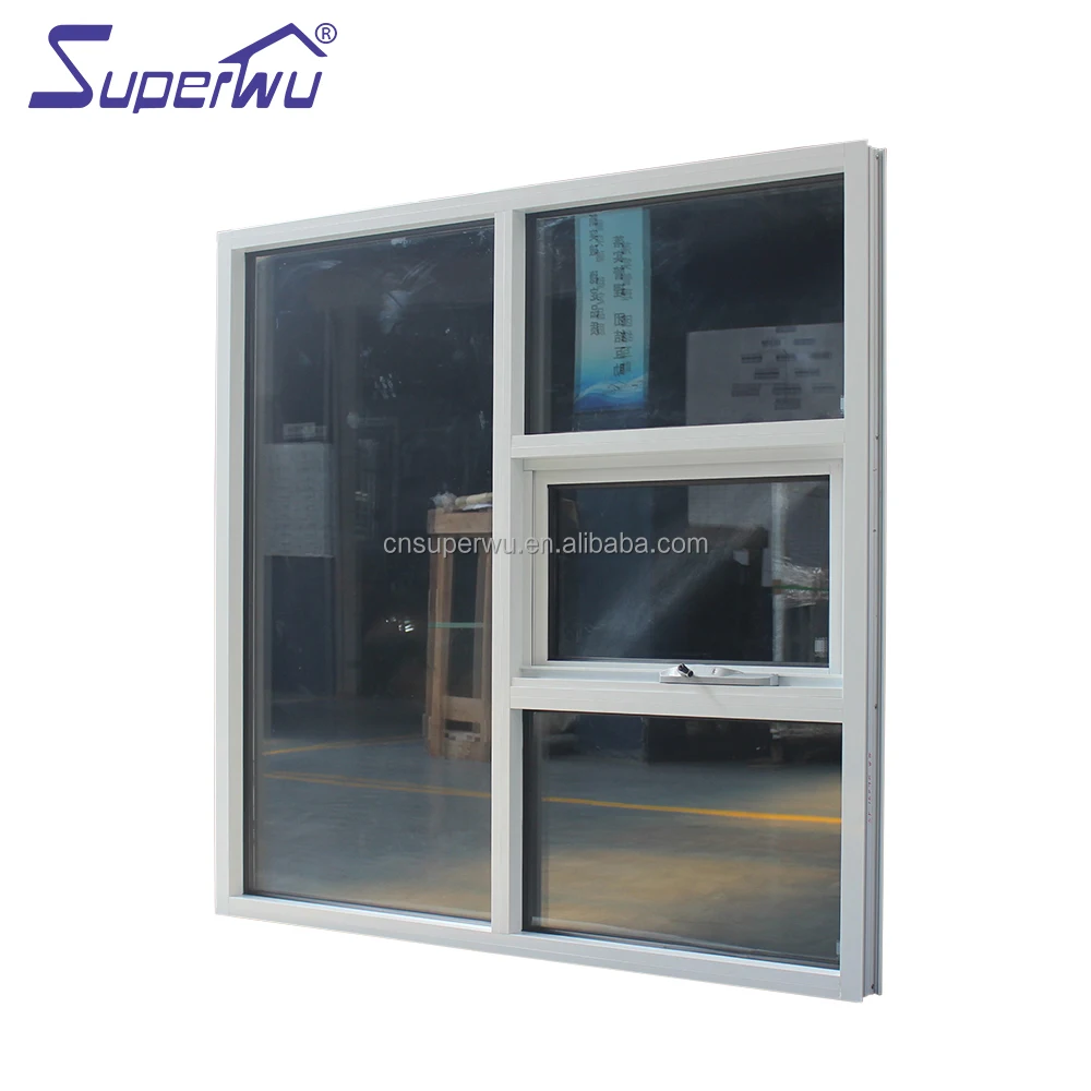impact system double glazed insulated aluminum alloy awning windows