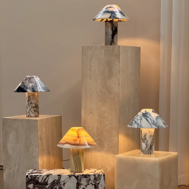 Popular Green Onyx Jade Marble Table Lamp Nodic Led Light Bedroom Livingroom Ornament Mushroom Lamp Onyx Marble Table Lamp