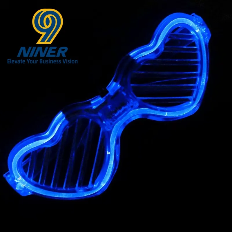 NINER9 Heart-shaped Louver Glowing Glasses Custom logo Holiday Glowing Props preview 4