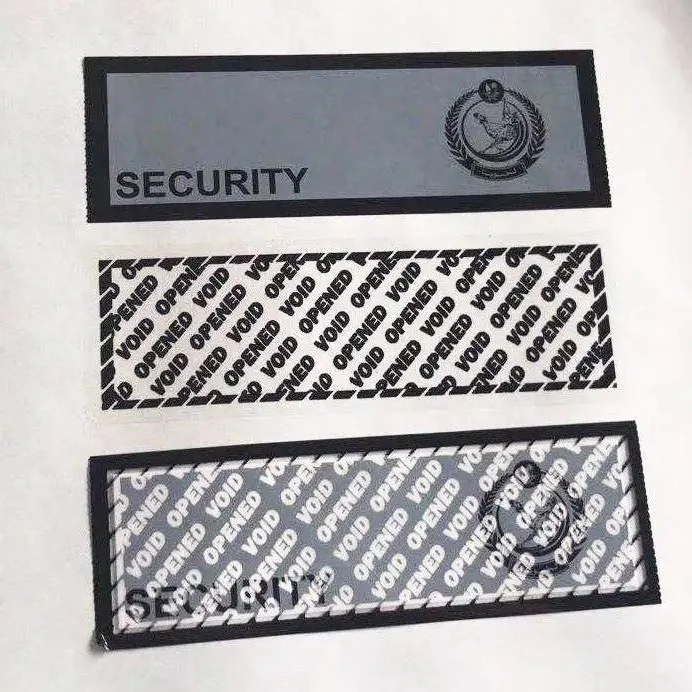 Matte Black Tamper VOID Sticker with Custom Logo Printed and Unique Number