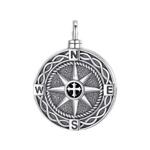 Fine Jewelry 925 Sterling Silver Rhodium Plated Compass Memorial Ashes Cremation Pendant Urn Necklace Pendant for Human Ashes
