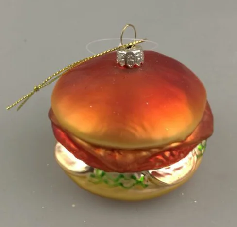 Wholesale Supplier Hand Painted Simulated Snacks Hanging Pendant Taco Bakery Model Hand Blown Food Christmas Souvenirs details