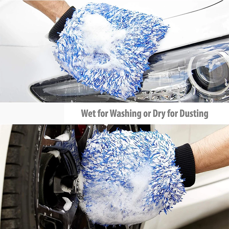 Wholesale Soft Car Care Microfiber Absorbent Plush Cleaning Gloves