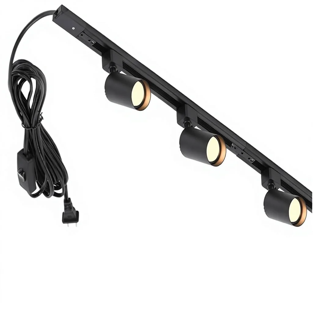 Hiiglxii 4-ljus GU10 metallspårljussats med 13 fot sladd med stickpropp, modern LED-tak-/väggspotlights för kök, svart (inga glödlampor inkluderade)